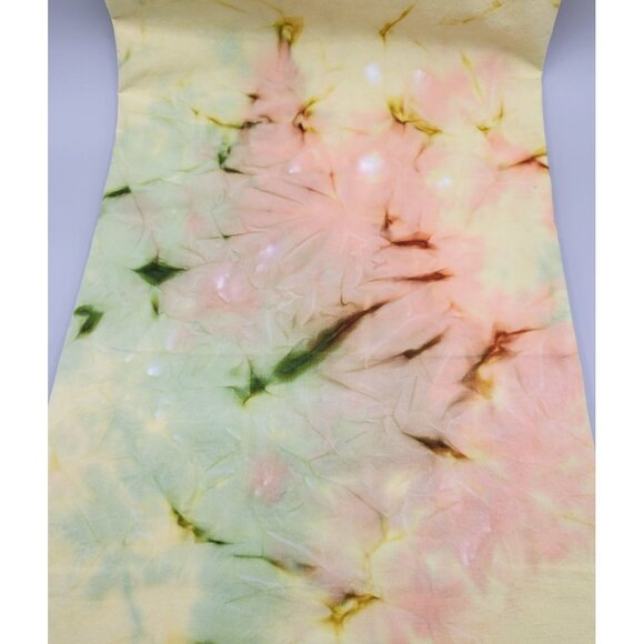 Tie Dyed Cotton Fabric Peach Green Yellow 2.88 Yards 46" W - Picture 1 of 3